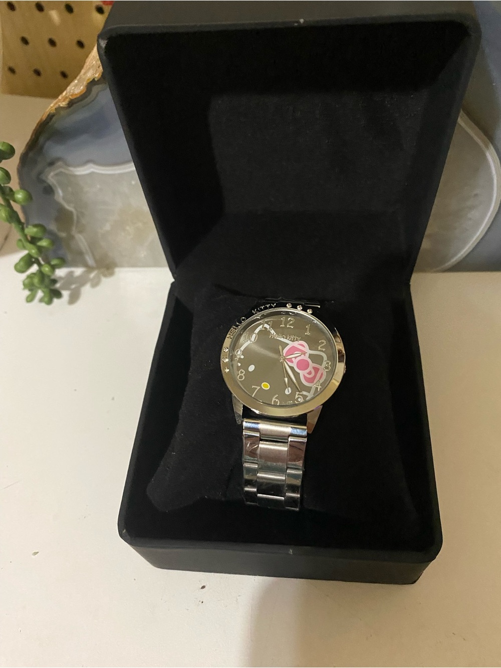 Hello Kitty Silver Watch with Pink Bow Accent